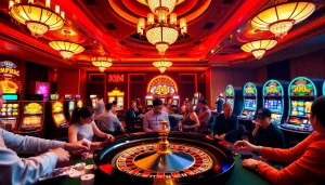 Experience exhilarating gaming at https://rr88e2.com/, with vibrant roulette tables and players placing bets.