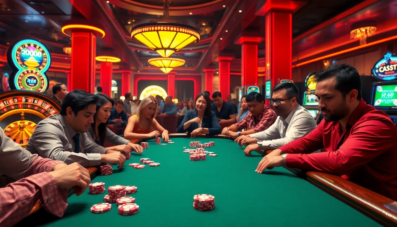 Bong da lu fun highlights the thrill of poker with intense players and vibrant casino elements.