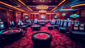 Exciting gaming experience at thương hiệu F168 casino with roulette and poker tables.