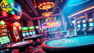 Players enjoying the thrill of 68 game bài đổi thưởng at a vibrant online casino with dynamic gaming interfaces.