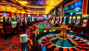 Experience the excitement of the rr88 link promotions as players eagerly engage in casino games with a vibrant atmosphere.